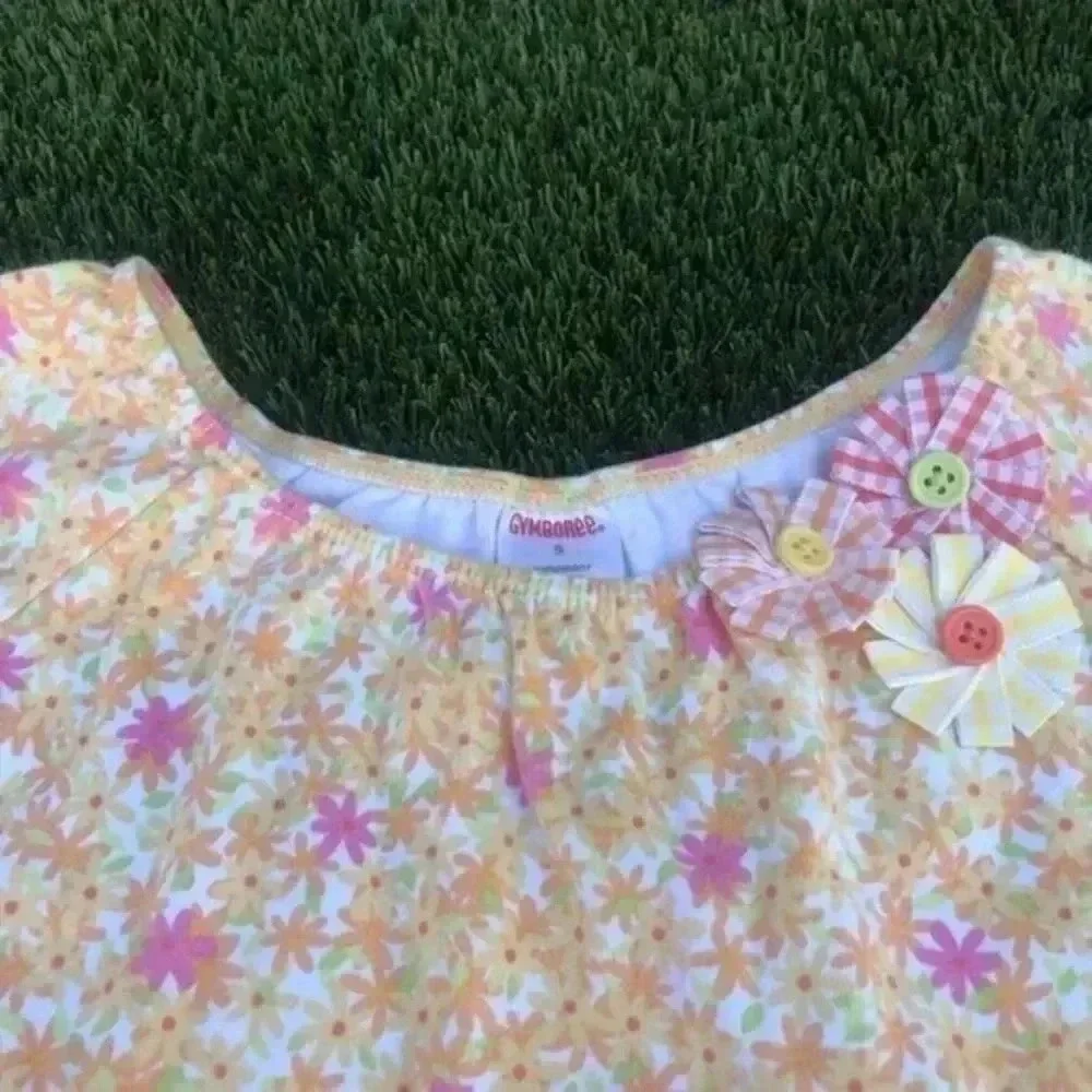 Gymboree Orange Pink Floral Pocket Front Flowy Dress Girls Size 5